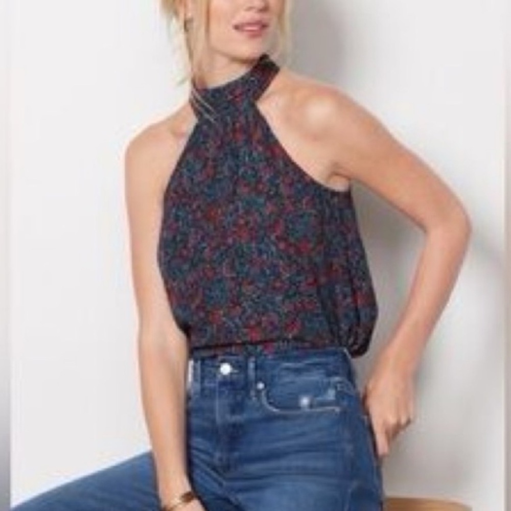 Evereve Margo Halter Tank Top Floral Design